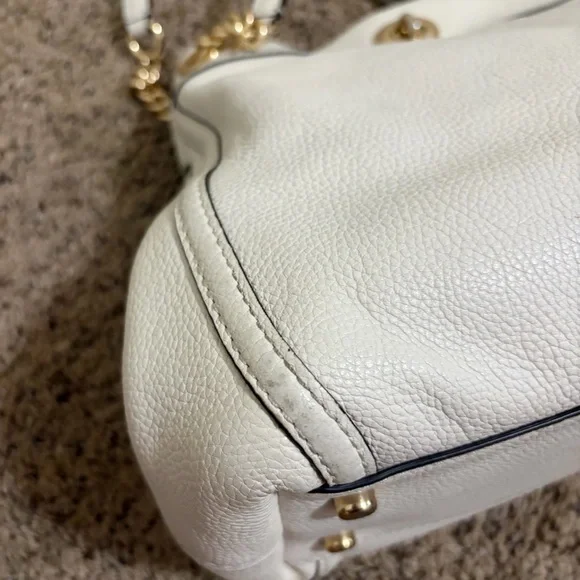 Coach Turnlock Edie Shoulder Bag, White with Chains - Picture 10 of 16